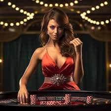 Tampilan meja Baccarat langsung di suku88 dengan dealer profesional